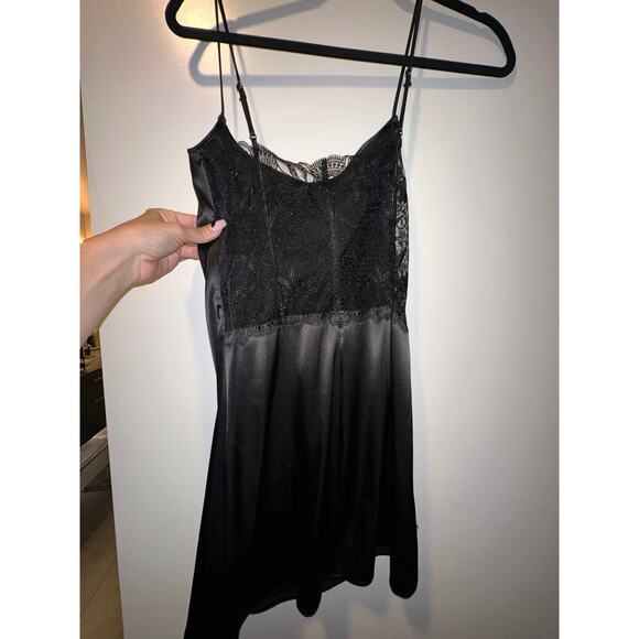 Victoria’s Secret Womens Black Satin/lace Babydoll Mini Slip Dress Size XS - Picture 3 of 6